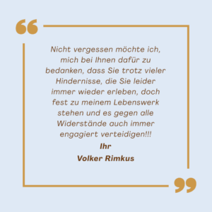Mein Lob per Mail von Dr. Volker Rimkus